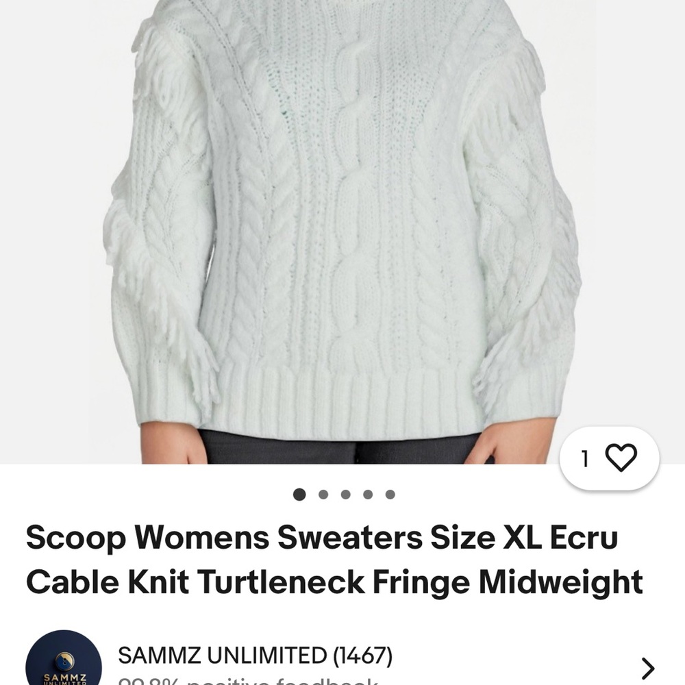 Scoop Women's Ecru Cable Knit Turtleneck Sweater